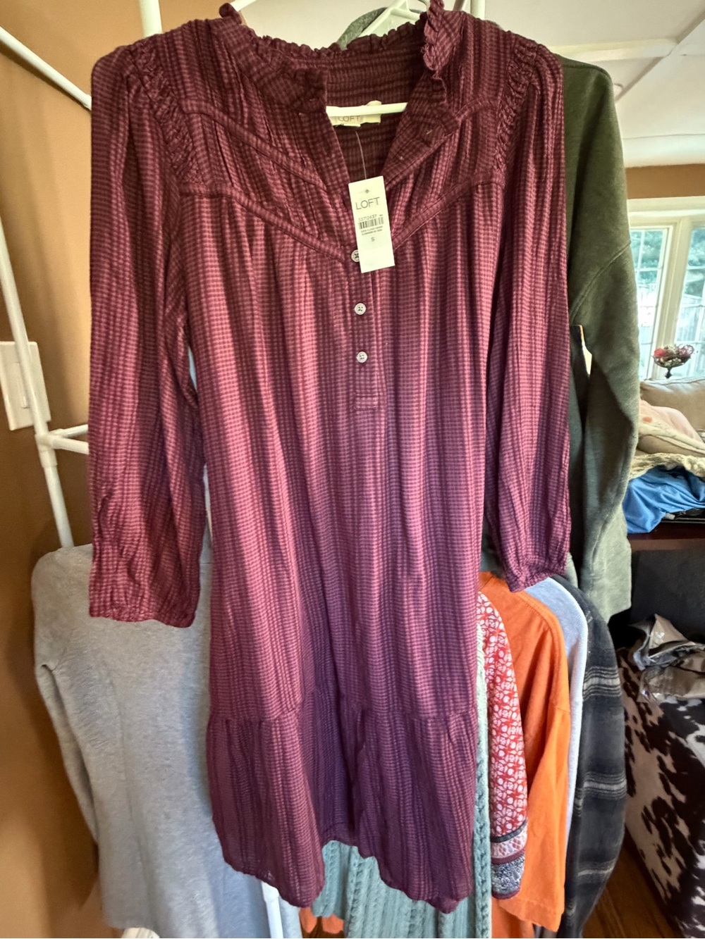 LOFT Women's Plum Long-Sleeve Tunic Dress, NWT, S